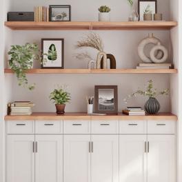 Wall shelf light brown solid oak wood 63 in x 19.7 in foldable