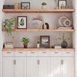 Wall shelf light brown solid oak wood large foldable wall shelf