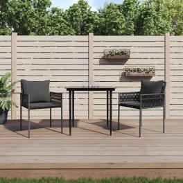 Garden chair set of 2 black pe rattan 21.3x24.0x32.7 in durable
