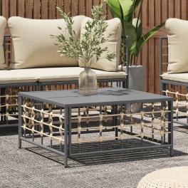 Garden table anthracite pe rattan, powder-coated steel