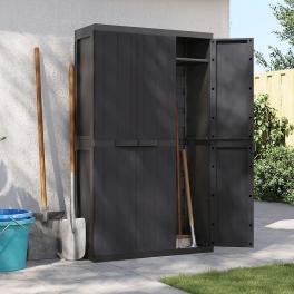 Outdoor storage cabinet black polypropylene 38 x 14 x 65 in