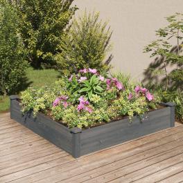 Garden raised bed grey solid fir wood, non-woven fabric