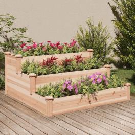 Garden raised bed natural wood solid fir wood 47.2x47.2x22.0 in
