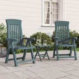 Garden reclining chair set of 2 green polypropylene (pp) medium