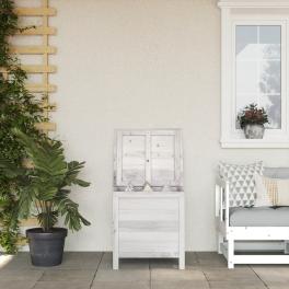 Garden storage box white solid fir wood medium garden storage box