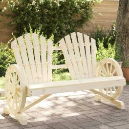 Garden adirondack chair natural wood solid fir wood 2-seater