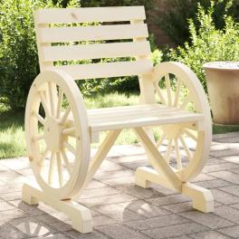 Garden chair set of 2 natural wood finish solid fir wood standard