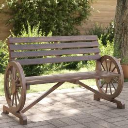 Garden bench burnt wood look solid fir wood 2-seater durable