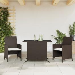 Bistro set brown pe rattan compact stackable bistro set