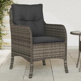 Garden chair set of 2 grey pe rattan medium