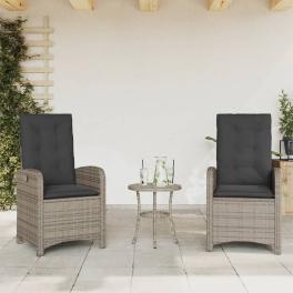 Reclining garden chair set of 2 grey pe rattan standard