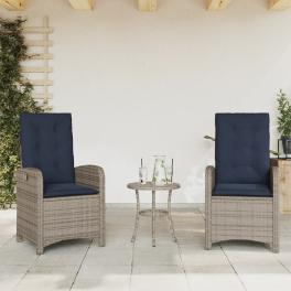 Reclining garden chair gray, navy blue