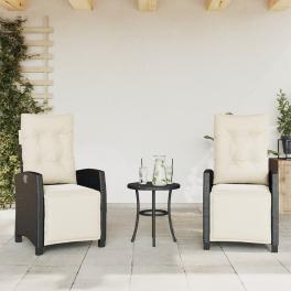 Reclining garden chair set of 2 black