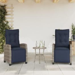Reclining garden chair grey pe rattan standard