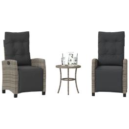 Bistro set grey pe rattan, powder-coated steel, fabric 3 piece