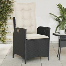 Reclining garden chair black poly rattan standard foldable
