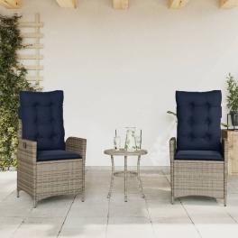 Reclining garden chair gray, navy blue