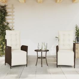 Reclining garden chair set of 2 brown pe rattan standard