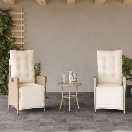 Reclining garden chair set of 2 beige