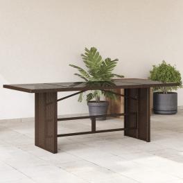 Garden table brown pe rattan 74.8 x 31.5 x 29.1 in durable