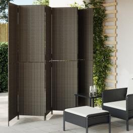 Room divider 6 panels gray poly rattan