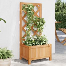 Planter brown solid fir wood 15.7 x 11.8 x 35.4 in planters