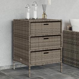 Garden storage cabinet gray pe rattan, powder-coated steel medium