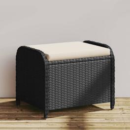 Garden stool black pe rattan 22.8 x 18.1 x 18.1 in