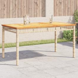 Garden table beige poly rattan 55.1x31.5x29.5 in