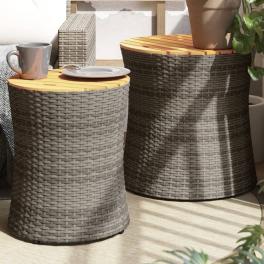 Garden side table grey and brown pe rattan large and small