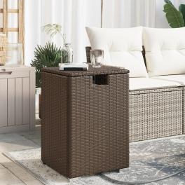 Propane tank cover table brown pe rattan, powder-coated steel