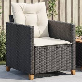 Garden chair black, cream white pe rattan 24 x 26.4 x 27.2 in