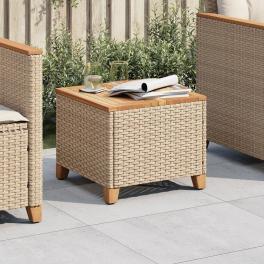 Garden table beige and brown pe rattan medium