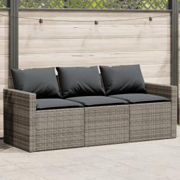 Garden sofa gray pe rattan 3-seater uv-resistant materials
