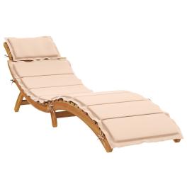 Sunlounger beige solid acacia wood regular foldable