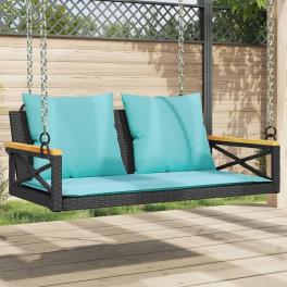 Patio swing bench black, blue