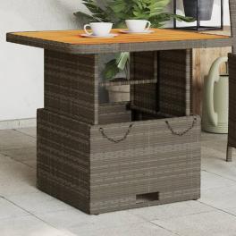 Garden table grey pe rattan medium height-adjustable