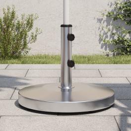 Parasol base silver stainless steel, concrete large parasol base