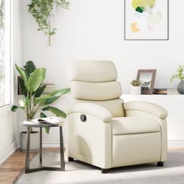 Recliner chair cream faux leather with metal and plywood frame