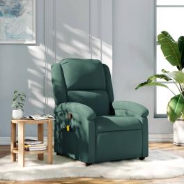 Massage recliner chair dark green velvet, metal, plywood medium