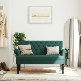 Bench dark green fabric (100% polyester), plywood, solid rubberwood