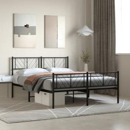 Metal bed frame black powder-coated steel 59 x 79 in king size