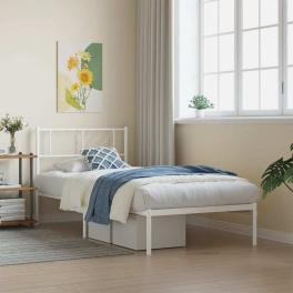 Metal bed frame white powder-coated steel twin bed frame