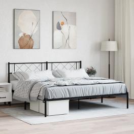 Metal bed frame black powder-coated steel double metal bed frame