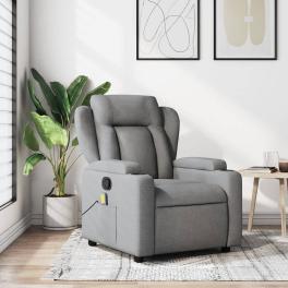 Massage recliner chair light grey 100% polyester, metal, plywood
