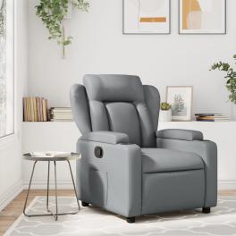 Massage recliner chair grey faux leather standard