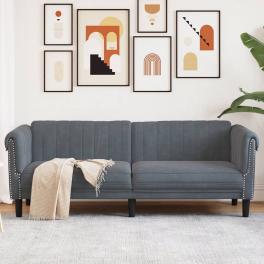 Sofa dark grey velvet (100% polyester), plywood, solid wood