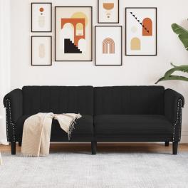 Sofa black velvet 3-seater stylish piece sofa rectangular