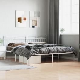 Bed frame white powder-coated steel 72 x 84 in bed frame