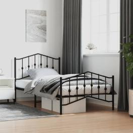 Bed frame black powder-coated steel twin bed frame rectangular